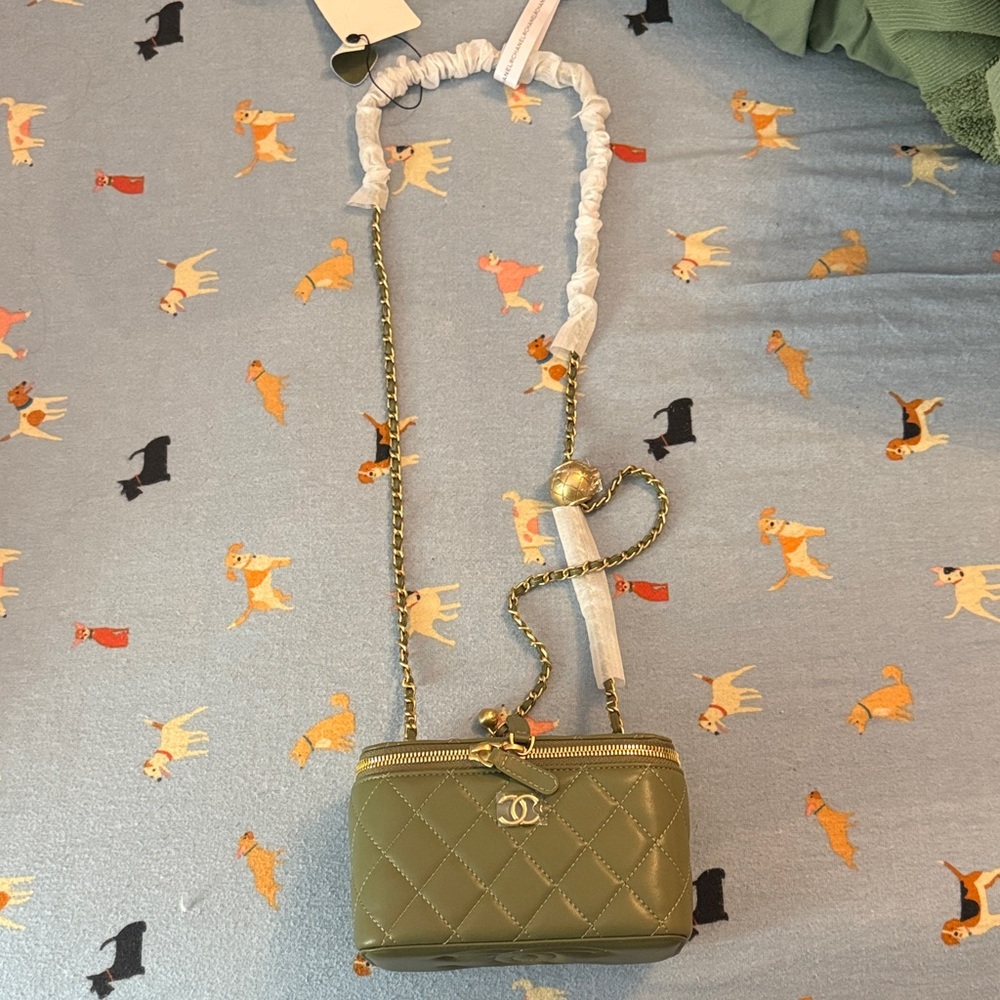 CHANEL Quilted Olive Crossbody Bag